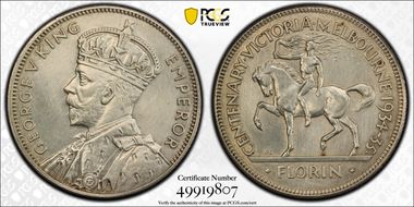 1934-35 Florin Centennial KM-33  Ag N1