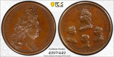 1693 AE Medal Betts-76, Louis XIV Felicitas MS65BN