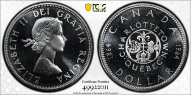 1964 S$1 Confederation Ag PL66CAM