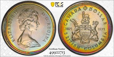 1971 S$1 British Columbia Ag SP67