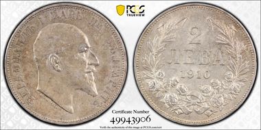 1910 2 Leva KM-29  Ag AU58