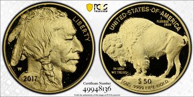 2017-W $50 American Buffalo  .9999 Fine Gold PR69DCAM