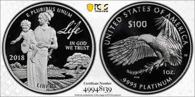 2018-W $100 Platinum Eagle - Life PR69DCAM