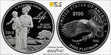 2018-W $100 Platinum Eagle - Life PR69DCAM