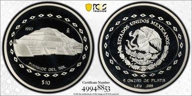 1997-Mo 10 Peso Piramide del Sol PR68DCAM