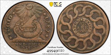 1787 Fugio 1C 8 Pointed Stars VF30BN