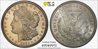 1921 $1 Morgan MS62