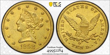 1858-O $10 AU53