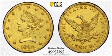 1860-O $10 AU50