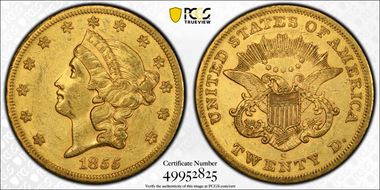 1855-S $20 AU55