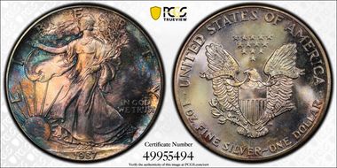 1987 $1 Silver Eagle MS67