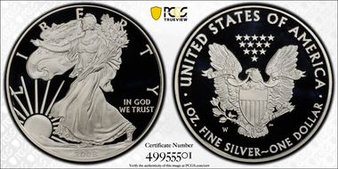 2008-W $1 Silver Eagle PR69DCAM