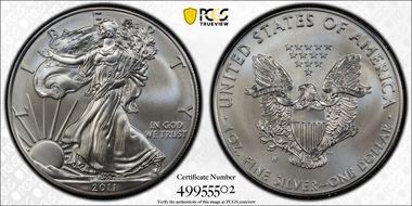 2011-W $1 Burnished Silver Eagle SP69