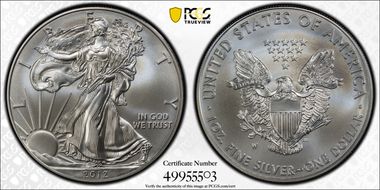 2012-W $1 Burnished Silver Eagle SP69