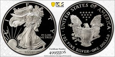 2001-W $1 Silver Eagle PR69DCAM