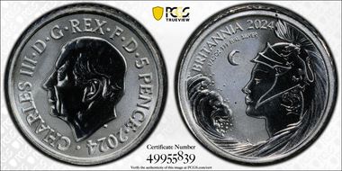 2024 5p New Britannia 1/40oz Ag Reverse PR PR69