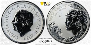 2024 50p New Britannia 1/4oz Ag Reverse Proof PR70