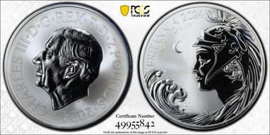 2024 £2 New Britannia 1oz Ag Reverse Proof PR69