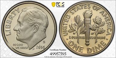 2014-S 10C PR69DCAM