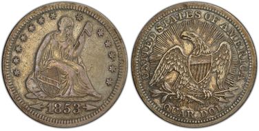 1853 25C Arrows and Rays VF30