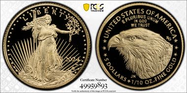 2024-W $5 Gold Eagle First Strike PR70DCAM
