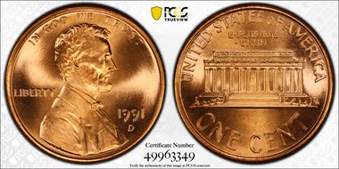 1991-D 1C MS68+ RD