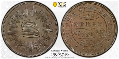 1836 AE Medal J-MT-21, First Steam Coinage MS62BN