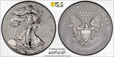 2021-W $1 Silver Eagle Rev PR - Type 1 Designer Edition PR70