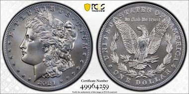 2021 $1 Morgan Dollar 100th Anniversary MS70