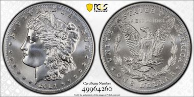 2021-O Privy $1 Morgan Dollar 100th Anniversary MS70