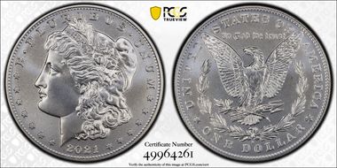 2021-D $1 Morgan Dollar 100th Anniversary MS69