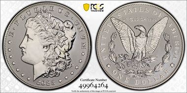 2023-S $1 Morgan Dollar Rev PR  Two-Coin Reverse Proof Set First Strike PR70