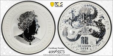2024-P125 $2 Year of the Dragon 2oz Ag MS70