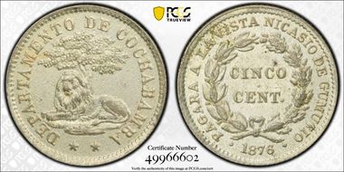 1876 Tk 5C Rulau-Coc6 Cochabamba MS62
