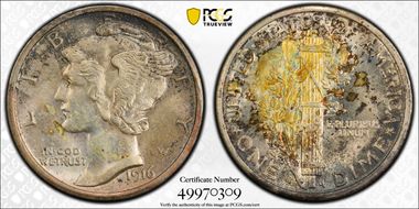 1916-S 10C Mercury MS64