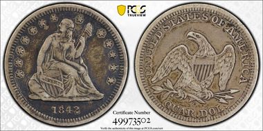 1842-O 25C Small Date VF30