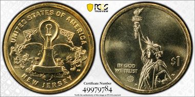 2019-D $1 American Innovation NJ Edison Light Bulb Pos. A MS66