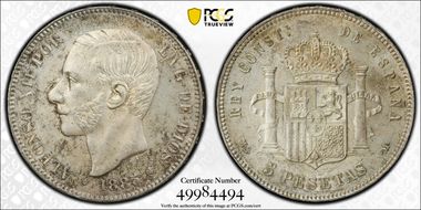 1885-MS M 5 Pta (1887) MS64