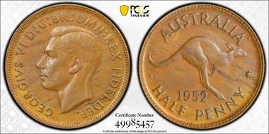 1952(p) 1/2D KM-42 AU58BN