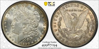 1890-CC $1 Tailbar MS62