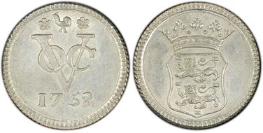 1752 VOC Duit KM-134 Ag AU58