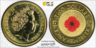 2012-C $2 Remembrance Day Colorized MS67
