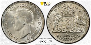 1942(m) Florin KM-40  Ag MS63