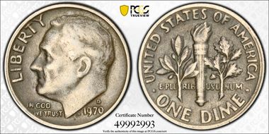 1970-D 10C FS-901, Reverse of 1968 VF30