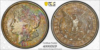 1921 $1 Morgan AU55