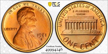 1981-S 1C Type 1 PR67RB