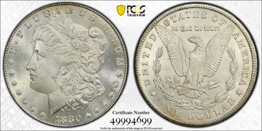 1880-CC $1 VAM 6, 8/7, Low 7 MS64