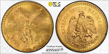 1946 50 Peso KM-481  Au MS66