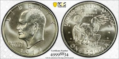 1972-S $1 Silver MS68