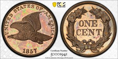 1857 1C Flying Eagle PR65